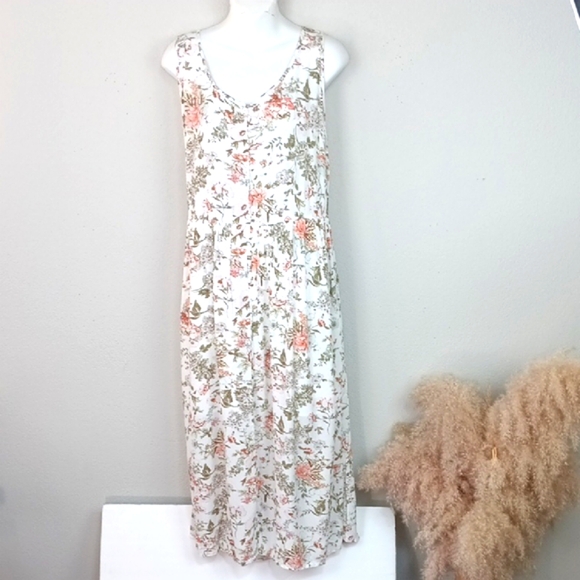 Frye Women Floral Sleeveless Button Front Midi Dress Boho Cottagecore sz XL - Picture 3 of 16